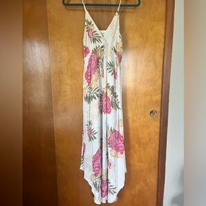 Billabong White Dress with Pink and Olive Floral Print